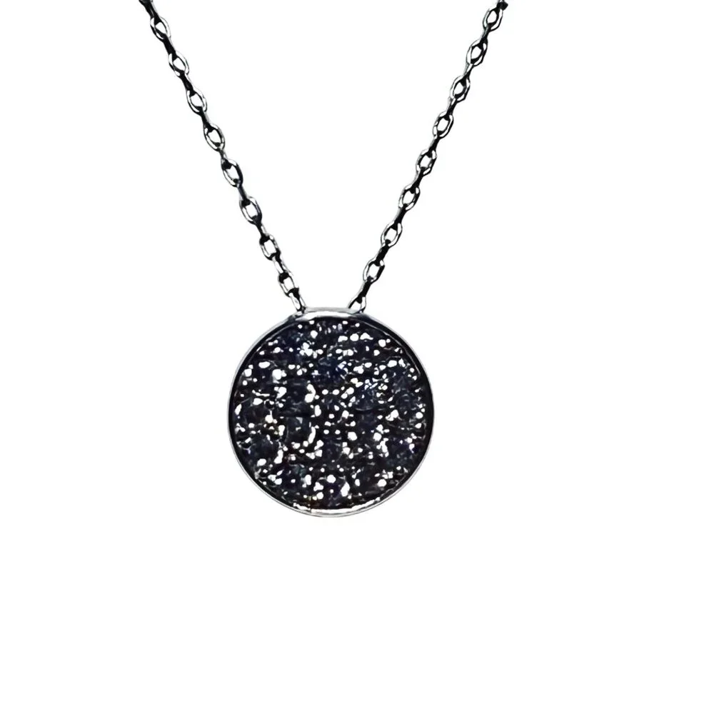 Sterling Silver Cable Chain Necklace W/ Clear Rhinestone Pendant Signed (5922) - Picture 3 of 6